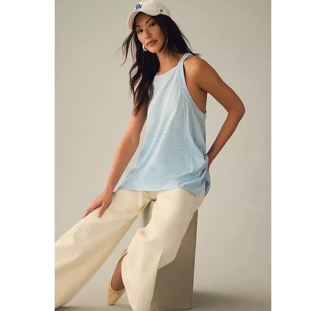 Anthropologie Pilcro Hankey-hem Swing Tank Top. Blue Stripe XXS